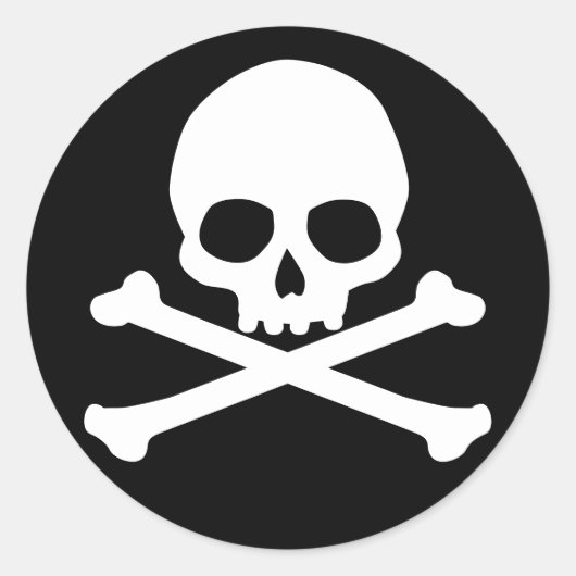 スカルシンプルとクロスボーンズクラシックラウンドステッカー ラウンドシール (正面)