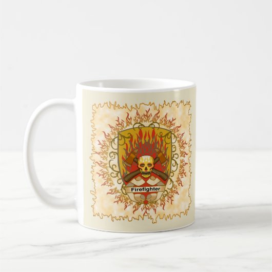 スカルシールド消防士マグカップ コーヒーマグカップ (左)
