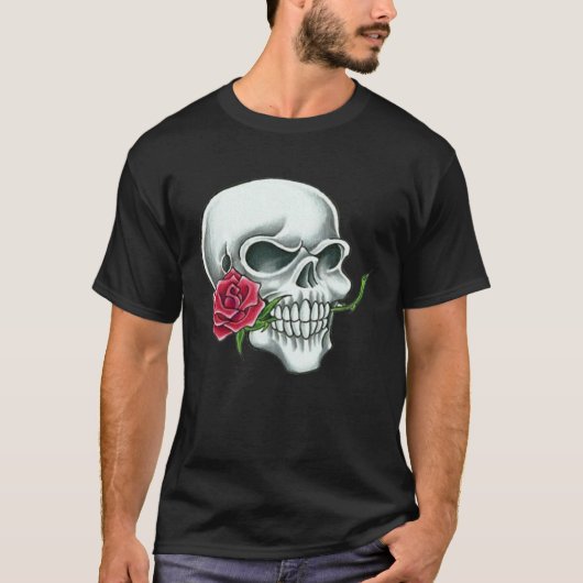 スカルスカルウーマンマンプリントバラ Tシャツ (正面)