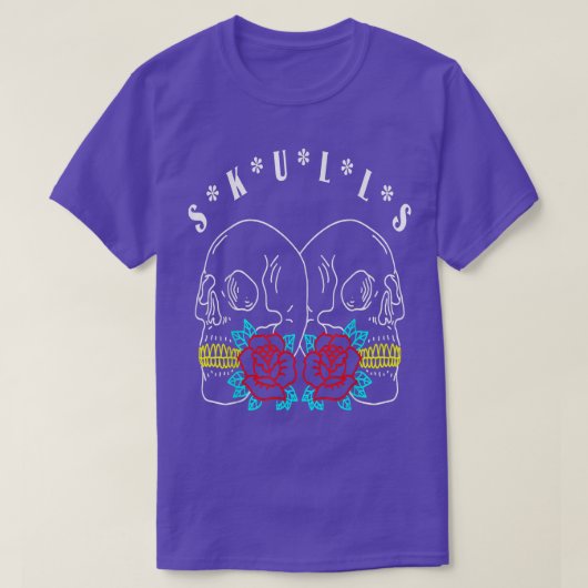 スカルスカルスケルトンボーンフラワーズTシャツ Tシャツ (デザイン正面)