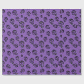 スカルスケッチハロウィーンパターン |黒/紫 ラッピングペーパー (フラット)
