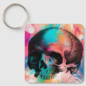 スカルスケッチ(背カラフル景) キーホルダー (正面)