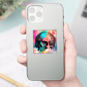 スカルスケッチ(背カラフル景) シール (スマートフォン)