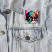 スカルスケッチ(背カラフル景) 缶バッジ (インサイチュ)