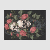 スカルスケルトンとバラの水彩 薄葉紙 (正面)