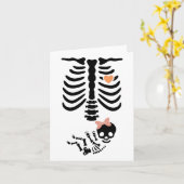 スカルスケルトンのハロウィーンの衣装 カード (黄色い花)