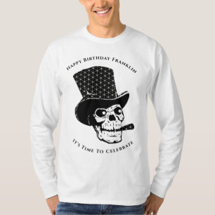 スカルスケルトンハッピーバースデーおもしろいの個人用設定 Tシャツ