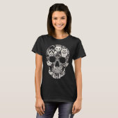 スカルスケルトンハロウィーンの衣装スカル猫 Tシャツ (正面フル)