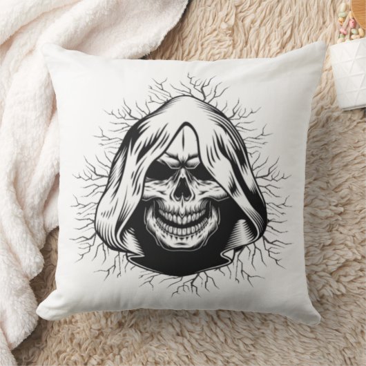 スカルスケルトンハロウィーン装飾用クッション クッション (ブランケット)
