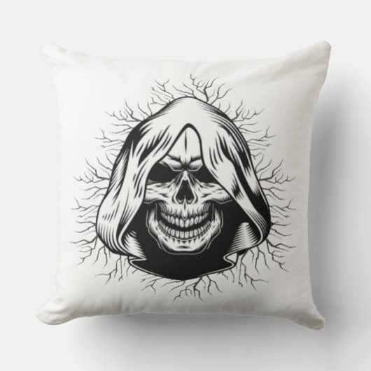 スカルスケルトンハロウィーン装飾用クッション クッション (正面)