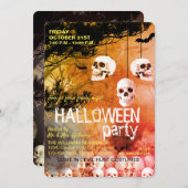 スカルスケルトンハローウィンパーティフレイキーナイト 招待状 (正面/裏面)