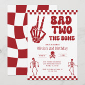 スカルスケルトンバッドトゥザボーン2歳の誕生日 招待状 (正面/裏面)