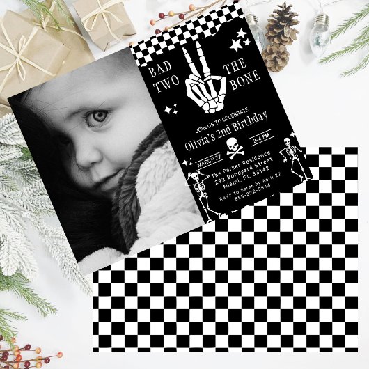 スカルスケルトン Bad to the Bone 2歳の誕生日 招待状