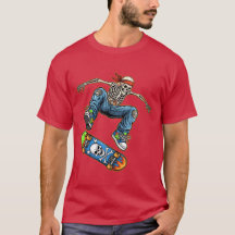 スカルスケートボードTシャツ エクストリームスケート少年ティーン向け