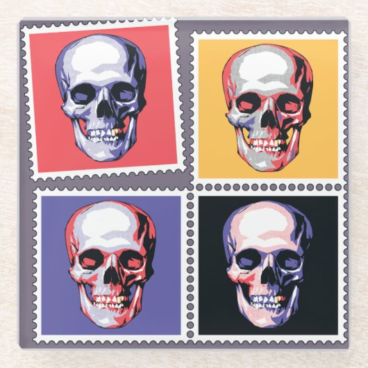 スカルスタンプ ガラスコースター (正面)