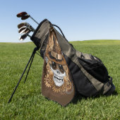 スカルスチームパンクブードゥーレトロ機 ゴルフタオル (グリーン)