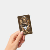 スカルスチームパンクブードゥーレトロ機 バッジ (手持ち)