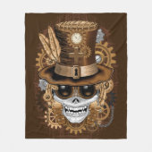 スカルスチームパンクブードゥーレトロ機 フリースブランケット (正面)