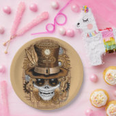 スカルスチームパンクブードゥーレトロ機 ペーパープレート (パーティー)