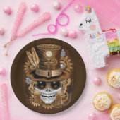 スカルスチームパンクブードゥーレトロ機 ペーパープレート (パーティー)