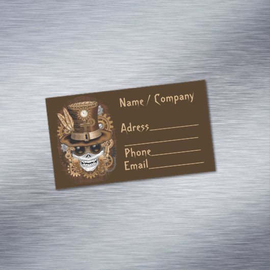 スカルスチームパンクブードゥーレトロ機 マグネット名刺 (インサイチュ)