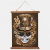 スカルスチームパンクブードゥーレトロ機 吊り下げ型タペストリー (正面)