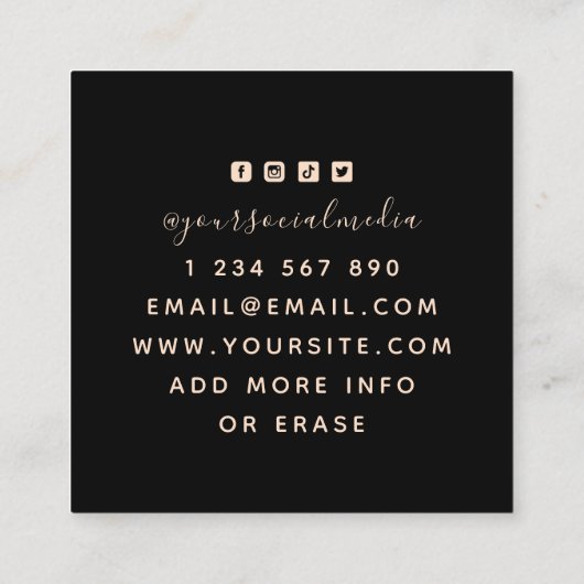 スカルスネークゴシックスタイルタトゥーアーティストミニマリスト スクエア名刺 (裏面)