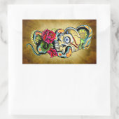 スカルスネークバラデザイン 長方形シール (バッグ)