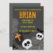 スカルスパイダーウェブとリップヘロゲン誕生日パーティー 招待状 (正面/裏面)