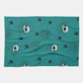 スカルスパイダーススパイダーウェブグリーンハロウィーン キッチンタオル (横)