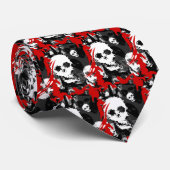 スカルスペクターB&Wタイタイル(赤い背景) ネクタイ (ロール)