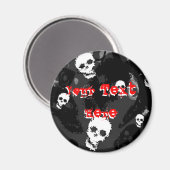 スカルスペクターB&W赤「Your Text」冷蔵庫用マグネット マグネット (正面/裏面)