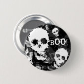 スカルスペクターB&W 'Boo!'ボタン 缶バッジ (正面&裏面)