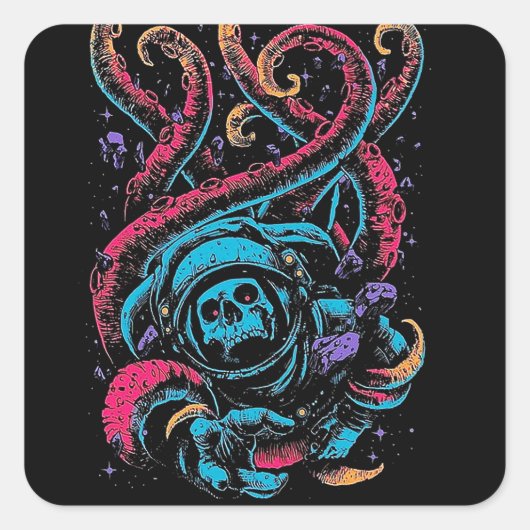 スカルタコホラー、ゴシックスカル スクエアシール (正面)