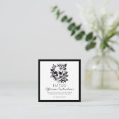 スカルタトゥーのアフターケアの指示スタイリッシュ スクエア名刺 (スタンド正面)