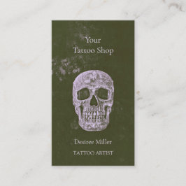 スカルタトゥーアーティストオリーブグリーンゴシックグランジ 名刺