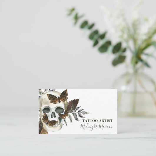 スカルタトゥーアーティストQRコード名刺 名刺 (スタンド正面)