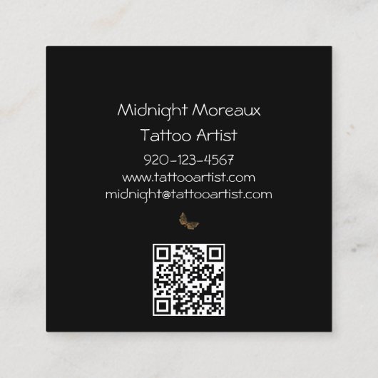 スカルタトゥーアーティストQRコード植物学 スクエア名刺 (裏面)