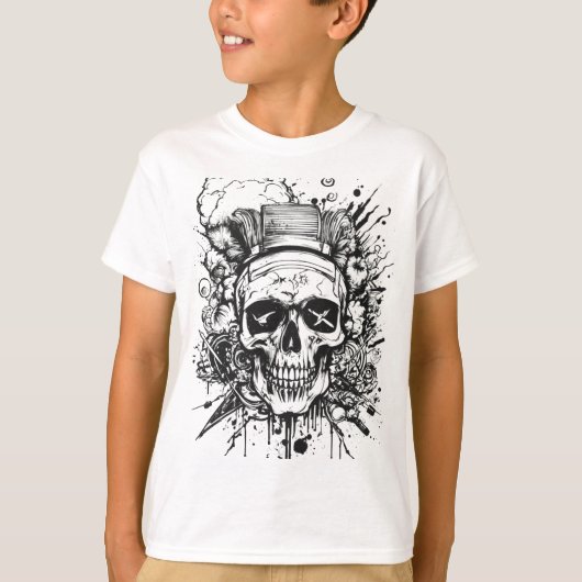 スカルタトゥーアートTシャツ Tシャツ (正面)