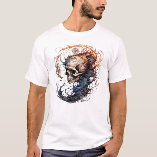 スカルタトゥーデザイン Tシャツ (正面)