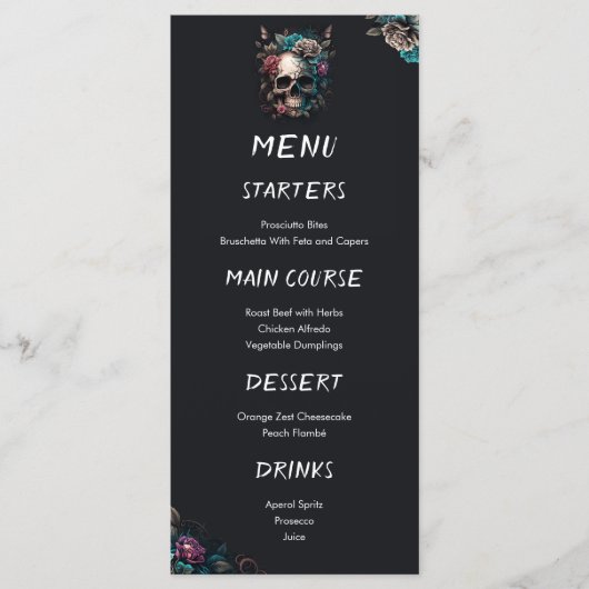 スカルタトゥーロックとロールのゴシッ結婚クのメニュー メニュー (正面)