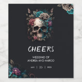 スカルタトゥーロックアンドロール結婚ゴシック ワインラベル (シングルラベル)