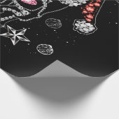 スカルダイヤモンドとサンタハットクリスマスパジャマクリスマス ラッピングペーパー (角)