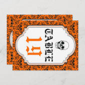 スカルダマスクオレンジ結婚ブラックのテーブル番号 ポストカード (正面/裏面)