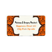 スカルダマスクオレンジ色の黒ハロウィン結婚ズ ラベル (正面)