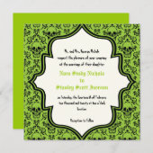 スカルダマスクグリーン、黒ハロウィン結婚ズ 招待状 (正面/裏面)