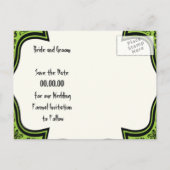 スカルダマスクグリーン、黒ハロウィーン日付を保存 案内ポストカード (裏面)