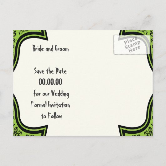 スカルダマスクグリーン、黒ハロウィーン日付を保存 案内ポストカード (裏面)