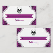 スカルダマスクパープル結婚ブラック座席表 プレイスカード (正面/裏面)