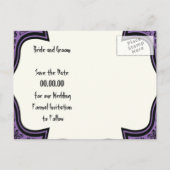 スカルダマスク紫の黒ハロウィーン日付を保存 案内ポストカード (裏面)